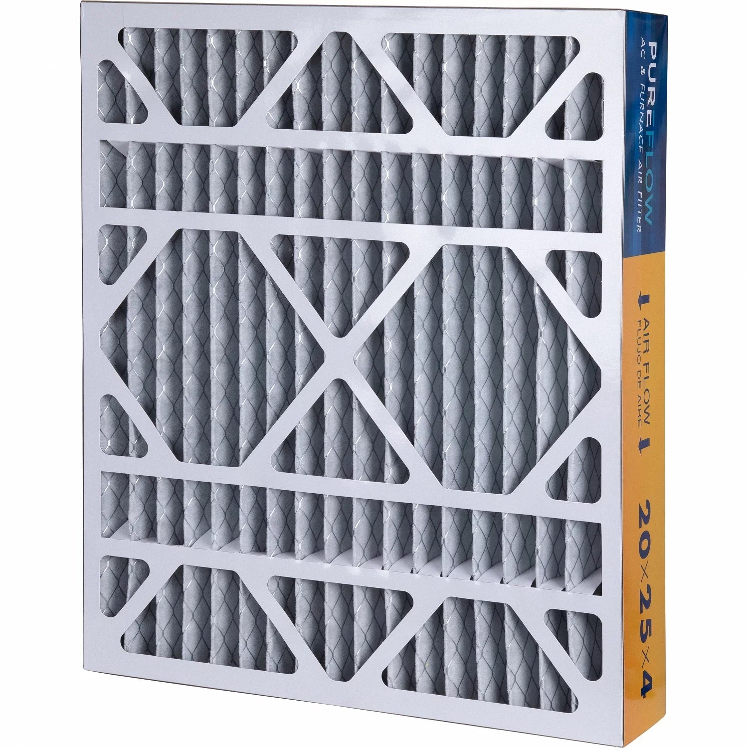 PureFlow, Home Furnace Air Filter 20x25x4, with 4 Layers of Advanced Filtration Technology, MERV-13 Pack-of-2
