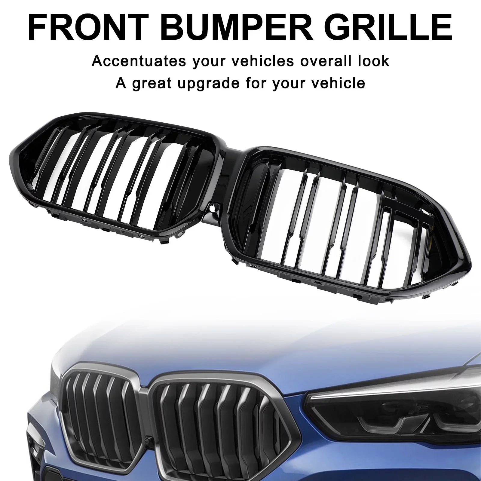 Front Bumper Grille Grill Fit for BMW X6 G06 M50i 2020-2022 W/Camera Hole Black