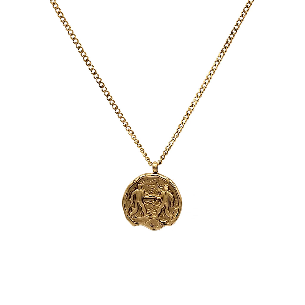 Blue Box Boutique Inc Gold Sizetainless Sizeteel Gemini Zodiac Pendant Necklace for Women, Teens | Horoscope, Birthday Gift
