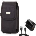 6ft Long Cable Fast Type-C 36W PD Home Charger w Holster Rugged Case Belt Clip for Nokia X100, G10 G300 - Nubia RedMagic 5Size - OnePlus 7T, 6T, 8, 6, 9, Nord N200 5G N100 N10 5G, Pro, UW