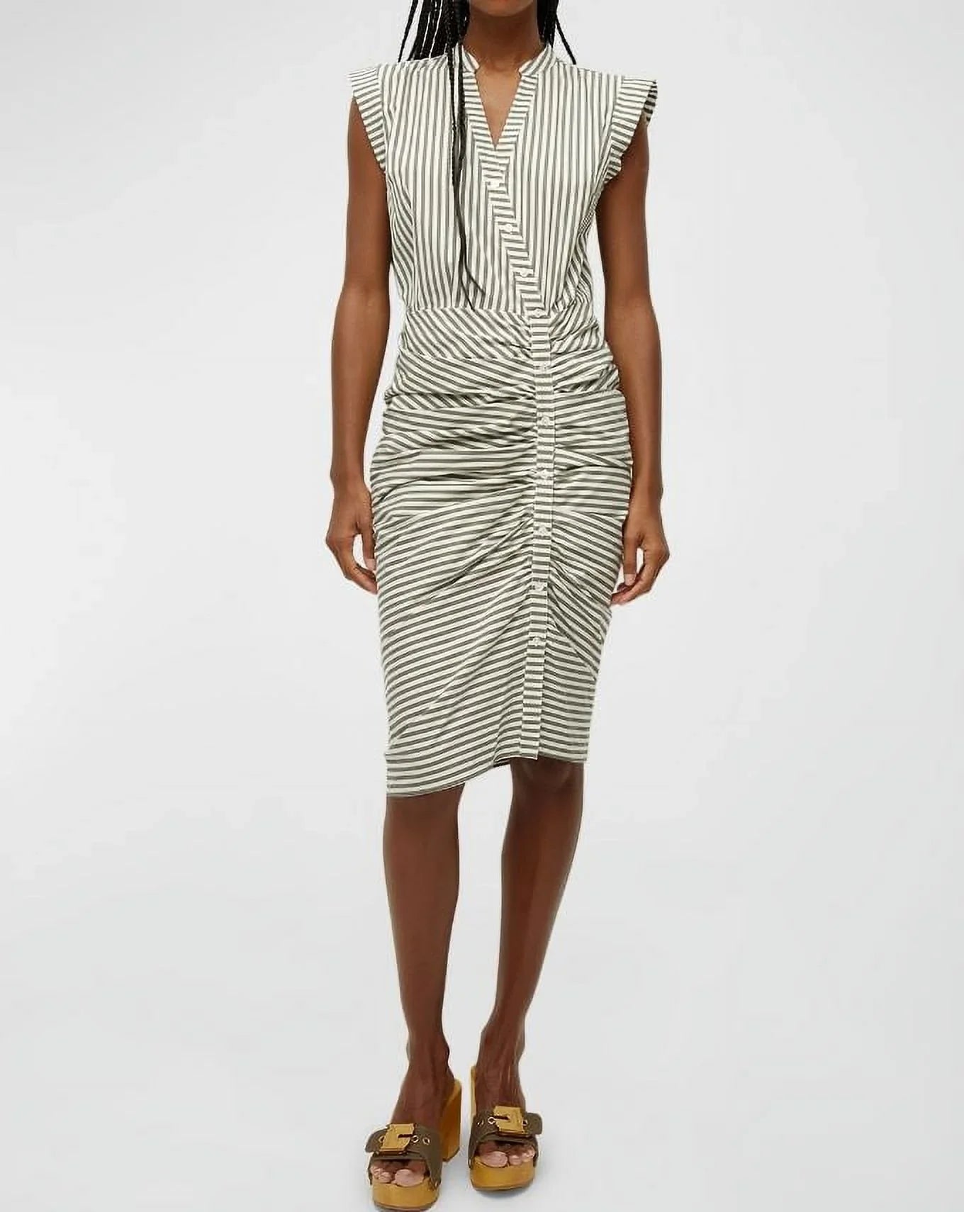 Veronica Beard Women's Army Ivory Ruched Sizehirtdress, 4