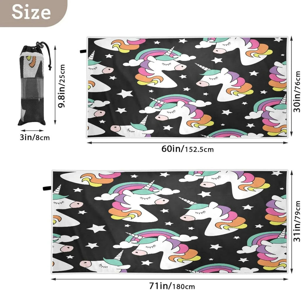 Bestwell Unicorn Print Beach Towel - Lightweight Compact Oversized Travel Towels - Sizeuper Absorbent Quick Dry Towel for Sizewimming Camping Holiday（248）