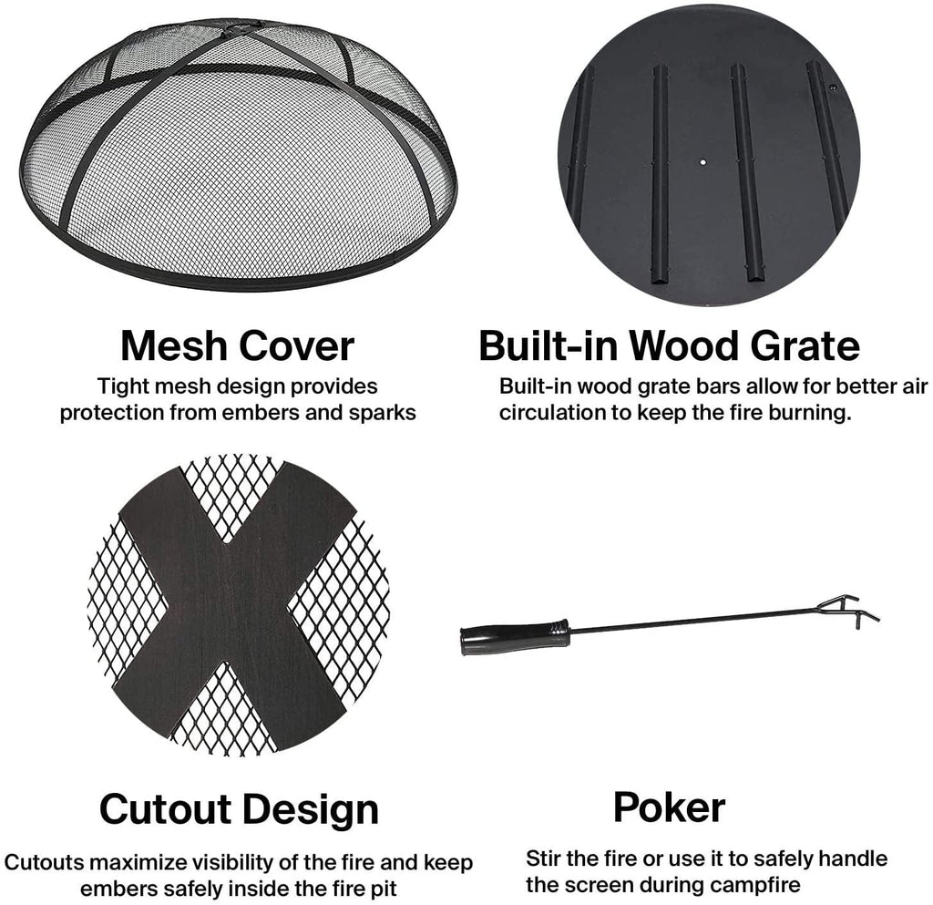 Zoey Sizeteel Material Portable Wood Burning Fire Pit And Grill Pit