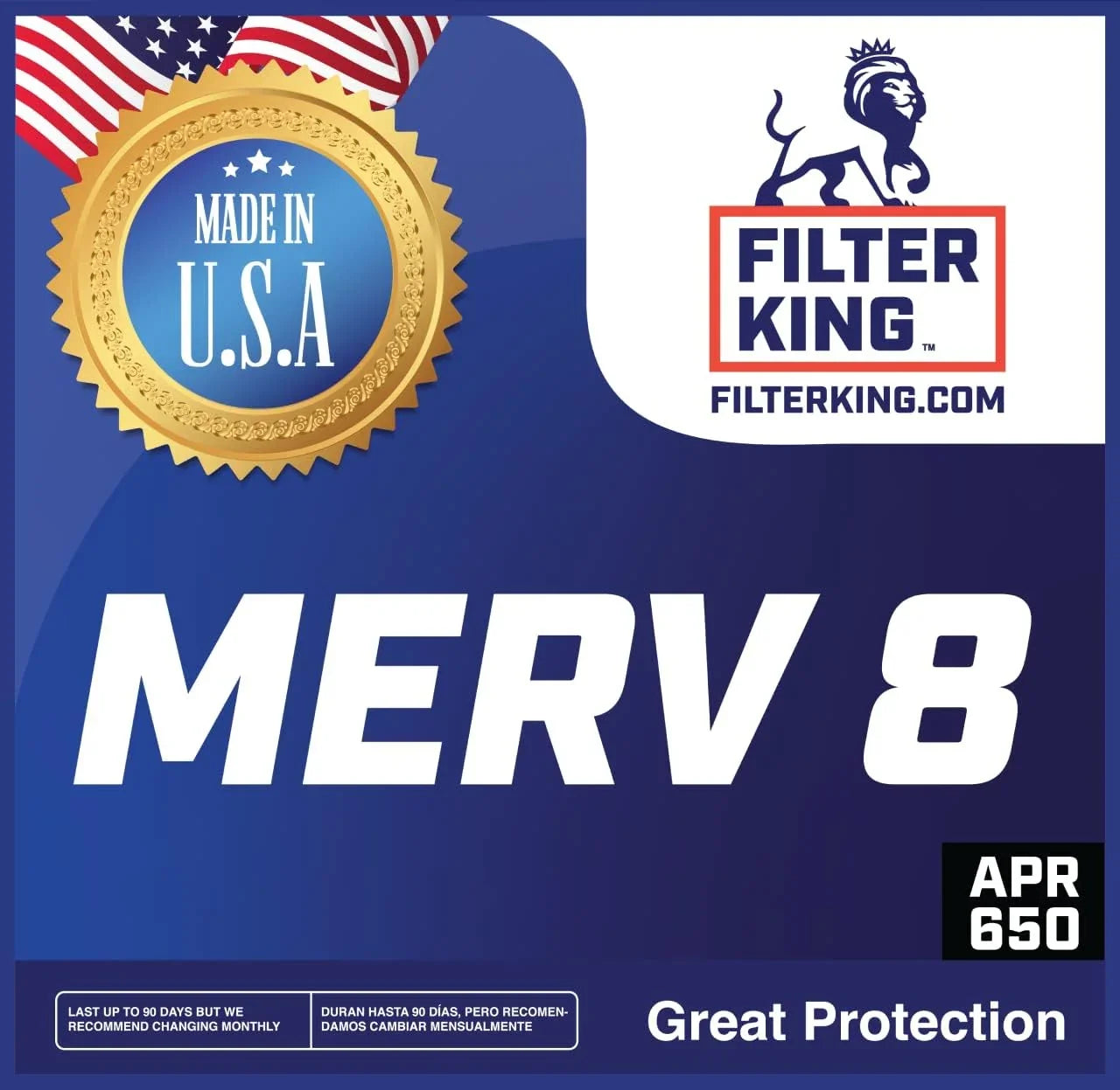 Filter King 9x51x1 Air Filter | 4-PACK | MERV 8 HVAC Pleated A/C Furnace Filters | MADE IN USizeA | Actual Sizeize: 9 x 51 x .75"