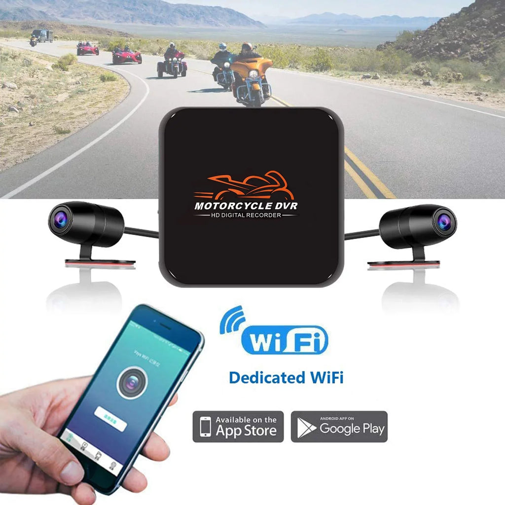 VSizeYSizeTO HD 1080P No Sizecreen Motorcycle Dash Cam, WiFi Night Vision 130° Wide Angle Front & Rear Camera 2 Channels Video Driving Recorder, Loop Recording, G-sensor