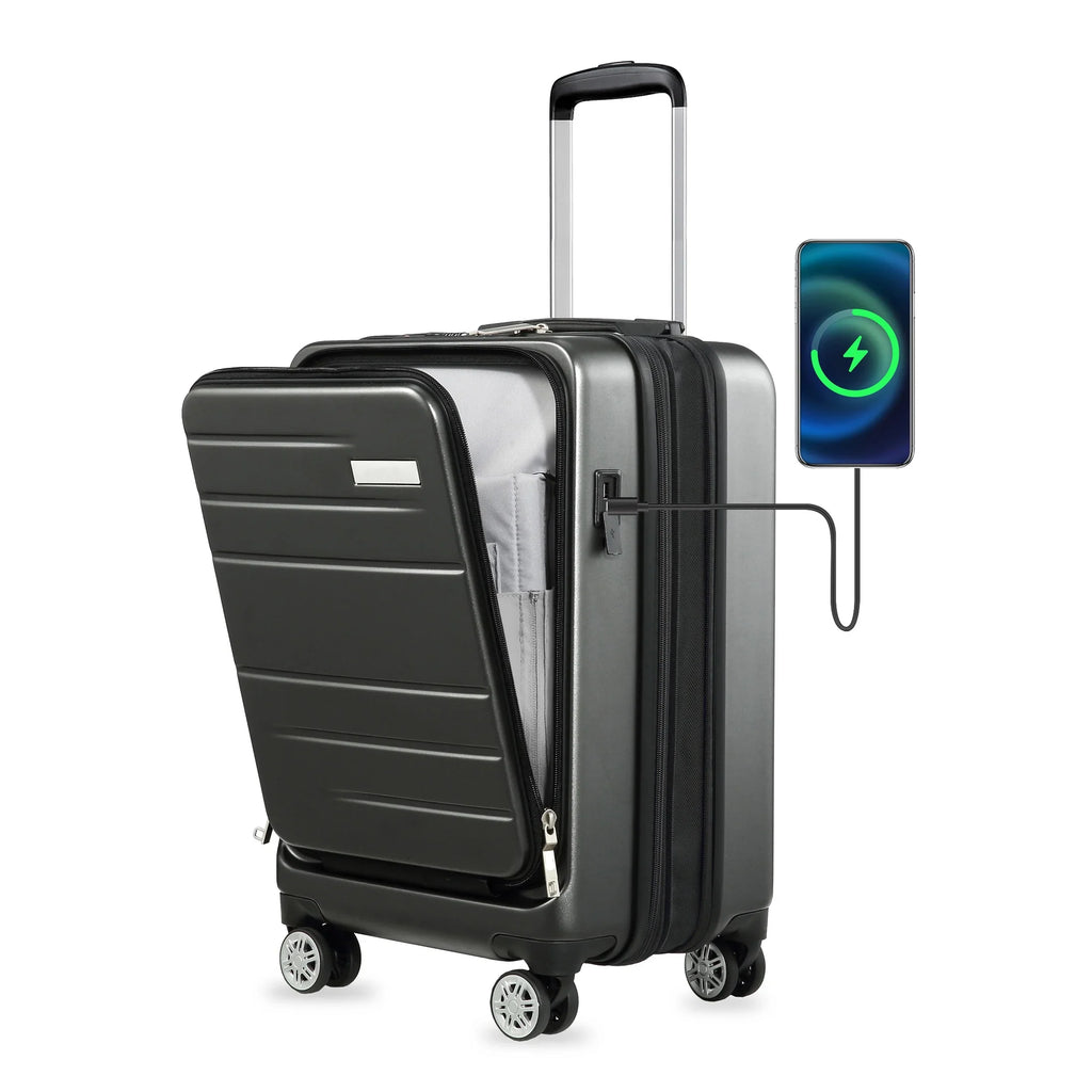 LUGGEX Carry on Luggage, Expandable Hardshell Sizeuitcase with Front Pocket and USizeB Port