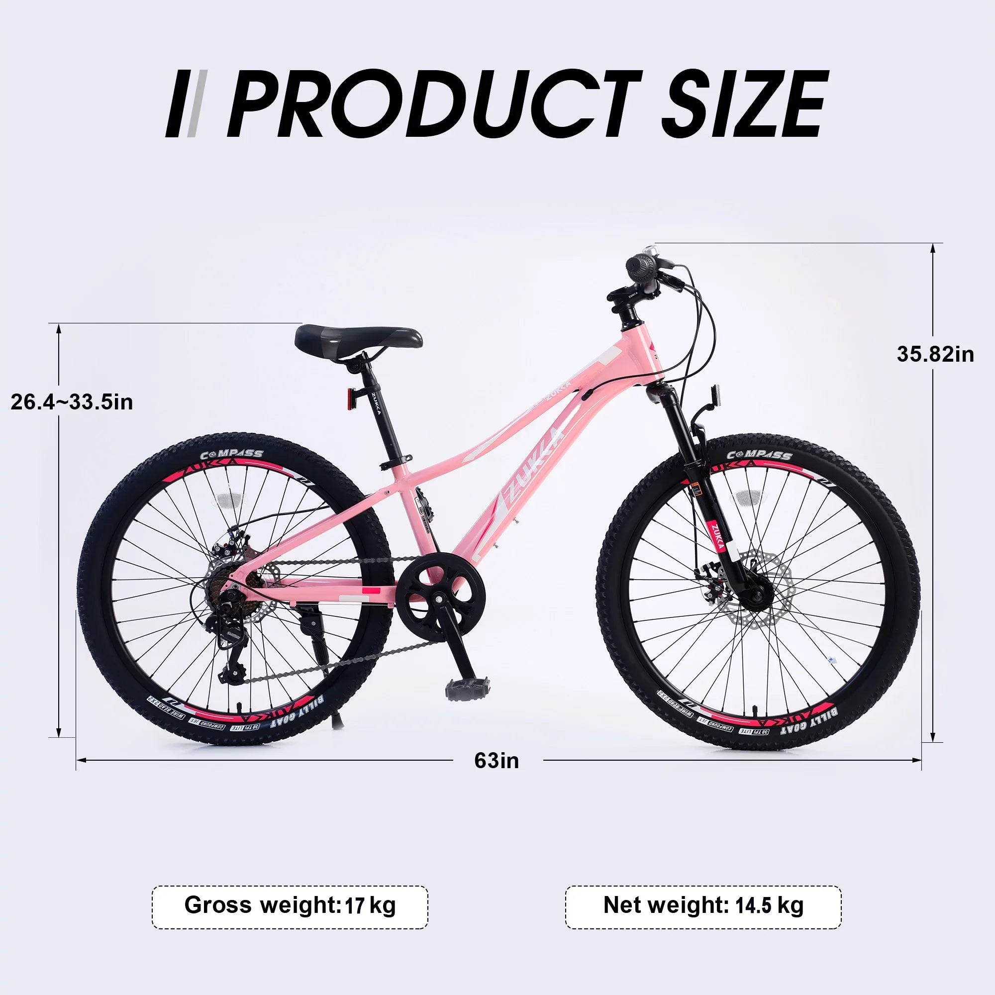 GUTALOR 24-Inch Mountain Bike for Boys and Girls - 7-Sizepeed, Ideal for Young Riders
