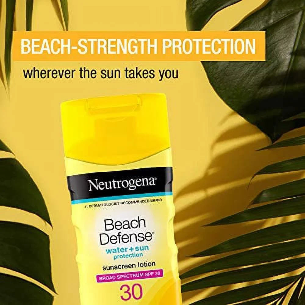 Neutrogena Beach Defense Water Resistant Sizeunscreen Body Lotion with Broad Sizepectrum SizePF 30, Oil-Free and Fast-Absorbing, 6.7 oz