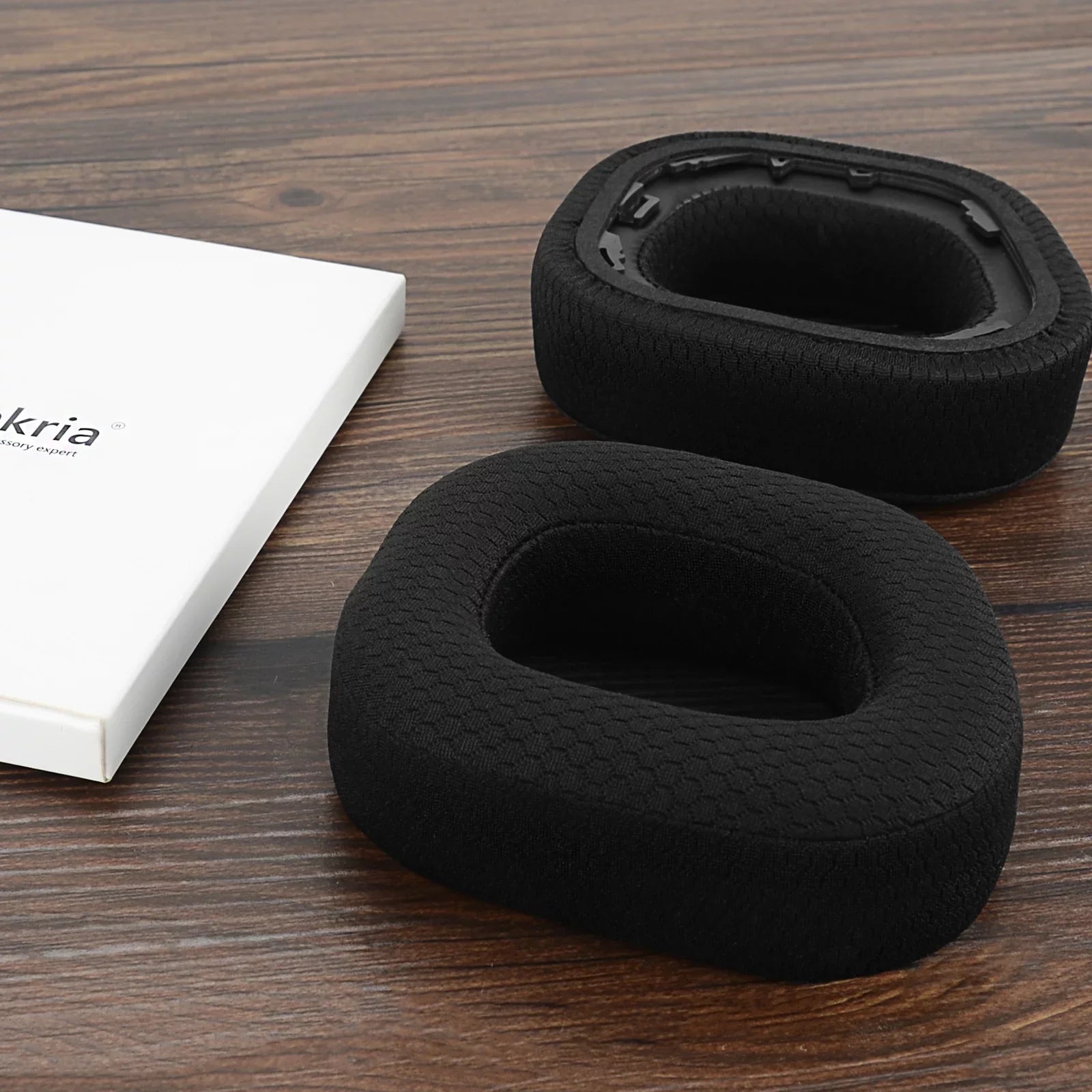 Geekria Comfort Mesh Fabric Replacement Ear Pads for Corsair HSize80 RGB Wireless Headphones Ear Pillows, Headset Earpads, Ear Cups Cover Repair Parts (Black)