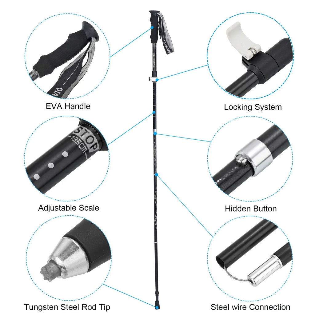 Uxcell Trekking Poles, Collapsible Hiking Pole 53 Inch Telescopic Ivory