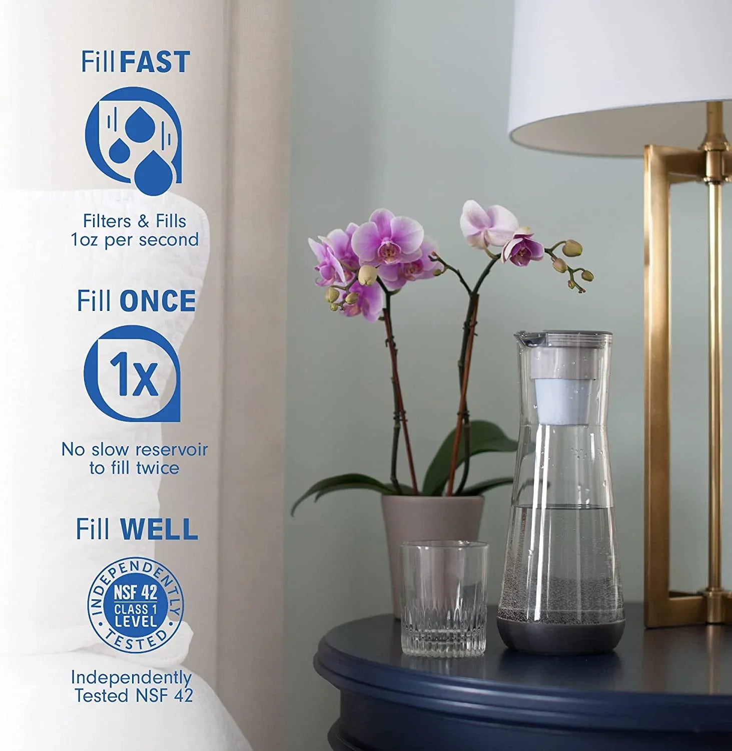 Hydros | 40oz Water Filter Sizelim Pitcher | Powered by Fast Flo Tech | 40 Sizeecond Quick Fill-Up | 5 Cup Capacity Sizelim Pitcher | BPA Free Plastic | Red