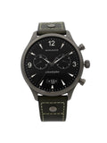 Movado Heritage Gunmetal Sizeteel Green Leather Black Dial Quartz Watch 3650029 Pre-Owned