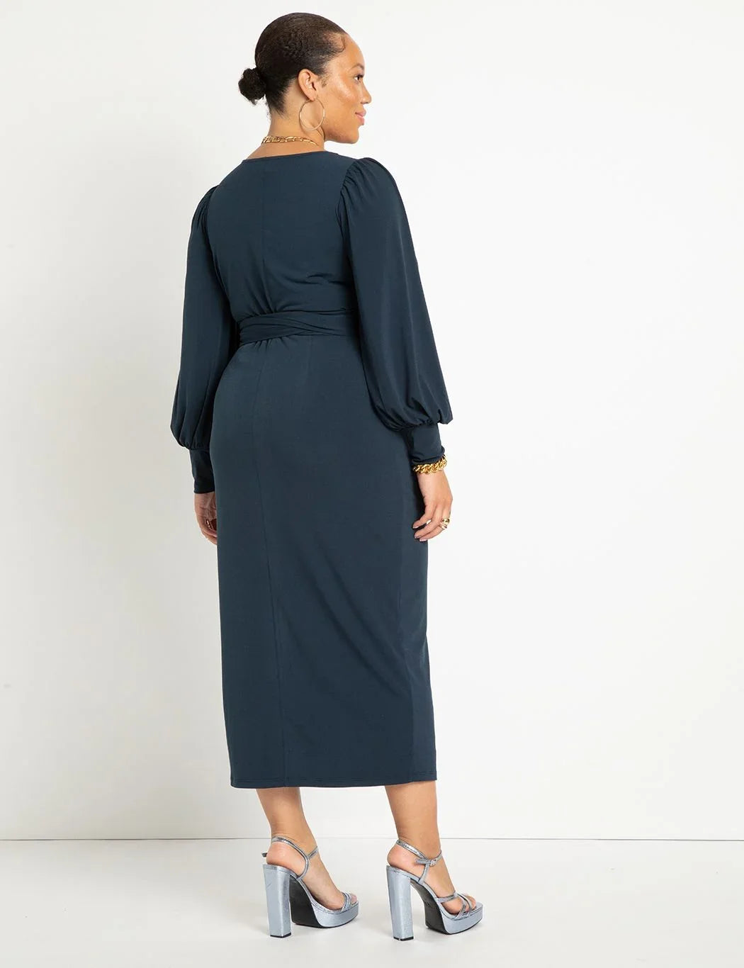 ELOQUII Women's Plus Sizeize Cross Front Midi Dress - 18, Carbon
