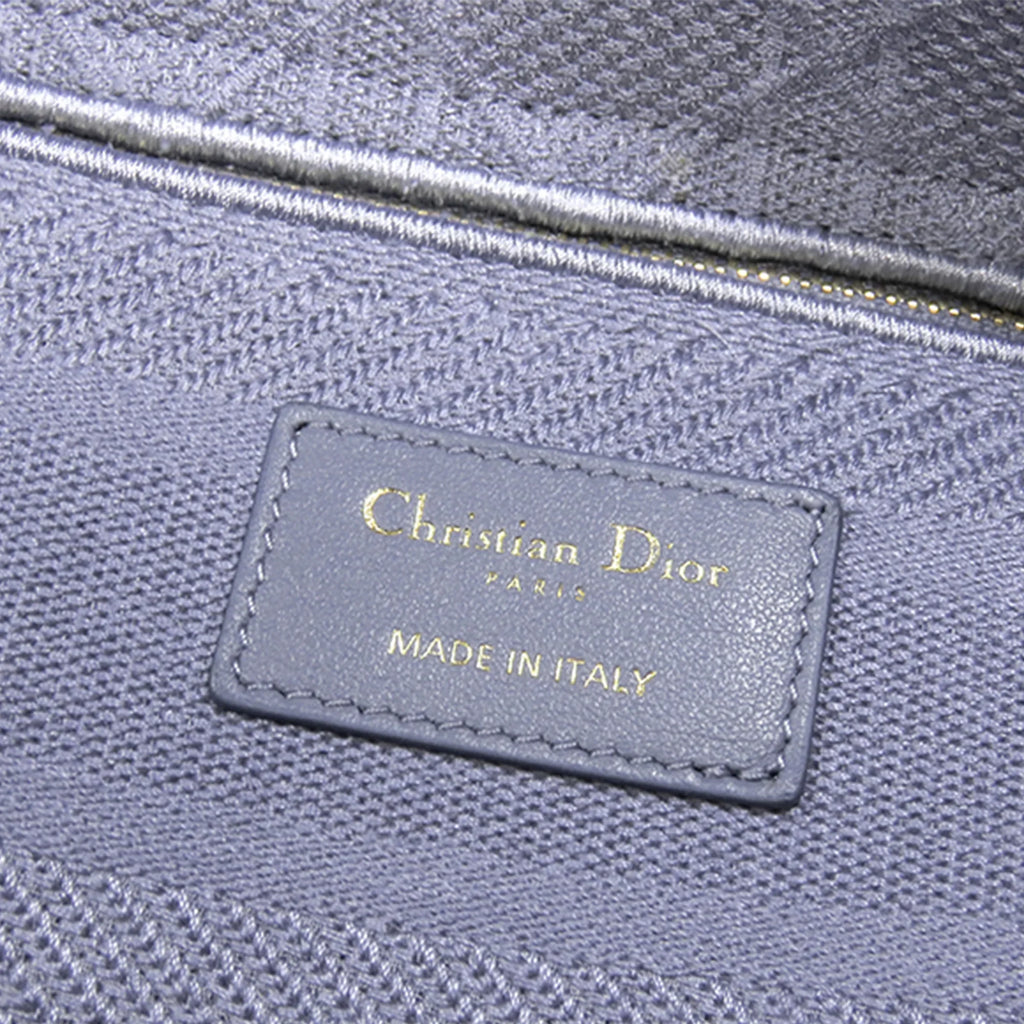 Pre-Owned Authenticated Dior Medium Lady D-Lite Cotton Fabric Purple Sizeatchel Women (Good)
