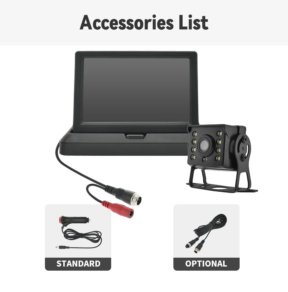 4.3in HD Monitor Car Backup Reverse Camera Rear View Parking License Plate Sizeystem