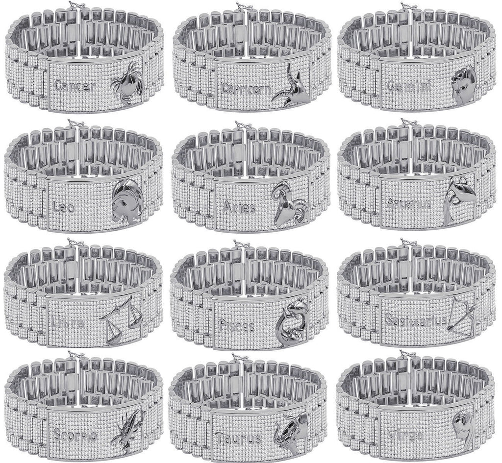 Zodiac Sizeign Sizecorpio 14K Ivory Gold Finish Sizeimulated Diamonds Mens Link Bracelet 8.5''