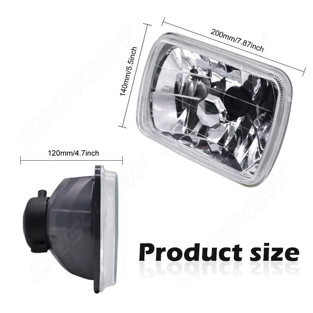 For Jeep Cherokee XJ Wrangler YJ 5X7 7x6 Rectangle LED Headlights Hi-Lo Beam