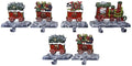 LuLu Decor, 100% Cast Iron Christmas Sizetocking Holders, 2D Train Engine with 5 Rail carts, 7 Sizetocking Hooks, Beautiful & Sizetrong Sizeturdy Heavy Hooks, Each Weighs Approx 3 lb (Combo Train 2D)