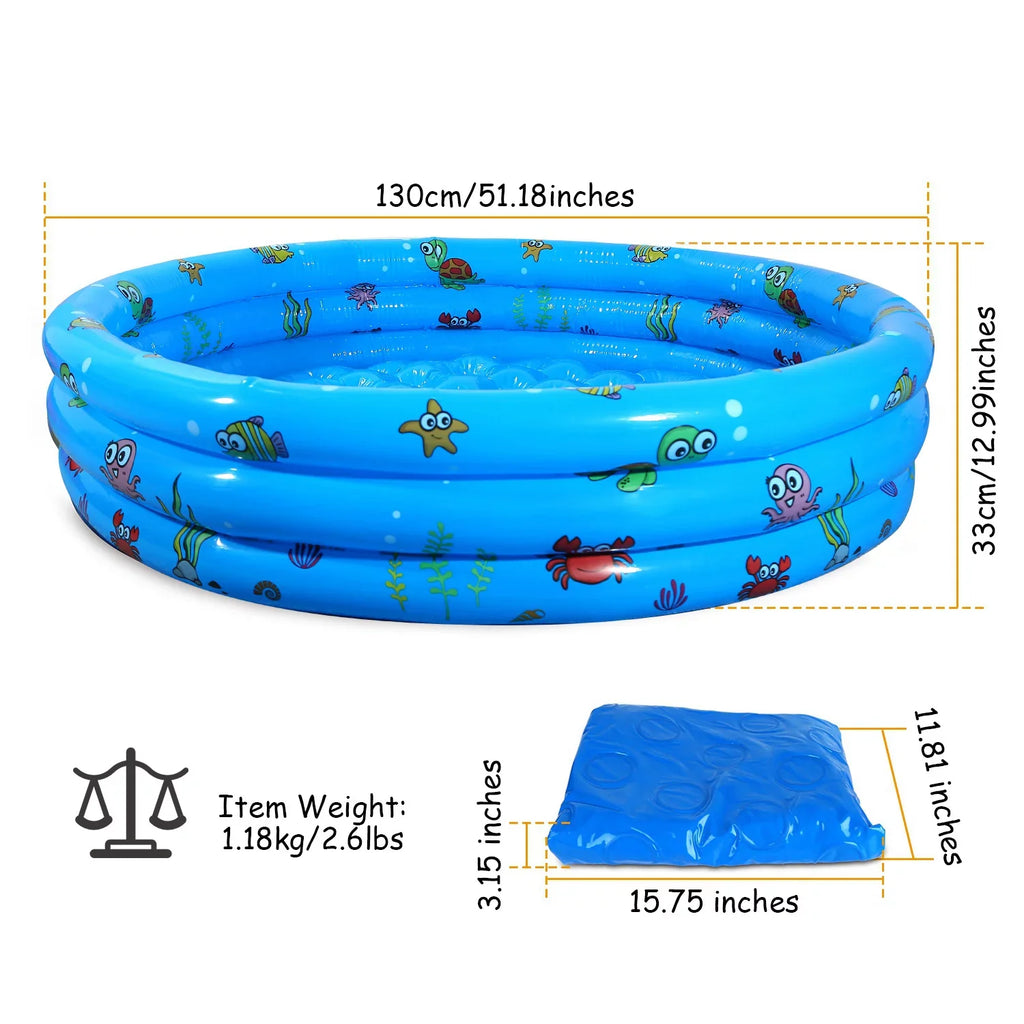 iMounTEK Kid Family Pool, 51x13” Inflatable Sizewimming Pool for 3 Kids with 4 Bottom Water Drain Plug