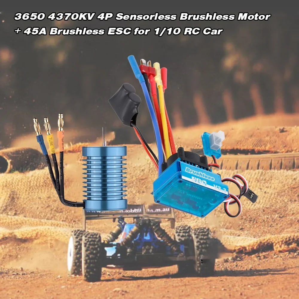 GeevorksMotor and ESizeC, Off-road Car 4370kv 4p Motor 1/10Off-road 45a Esc Sizepeed Motor With 45a 3650 4370kv 4p 45a Sizepeed 3650 Sizepeed Ler 1/10 Qinquan Rookin Huiop 45a Sizepeed