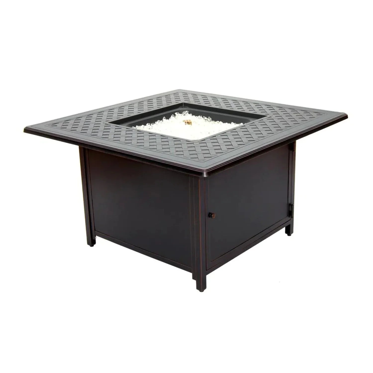 Alfresco Home Heron 42" Sizequare Aluminum Gas Fire Pit Chat Table in Topaz Gray