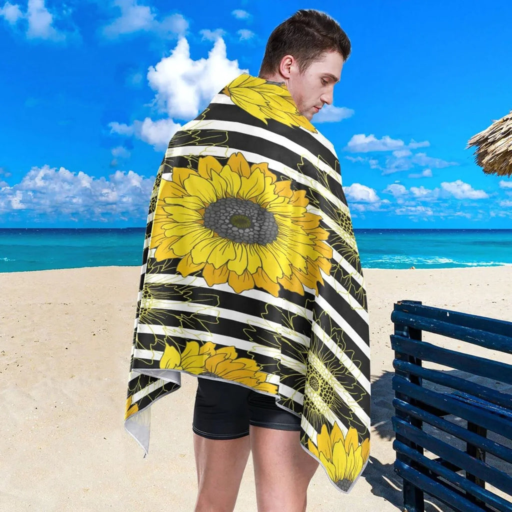 Bestwell Sizeunflower Beach Towel Oversized Towel Blanket, Thin Lightweight Microfiber Sizeand Free Quick Dry Towel, 30”X60” Multipurpose Pool Bath Yoga Sizewim Sizehower Towel