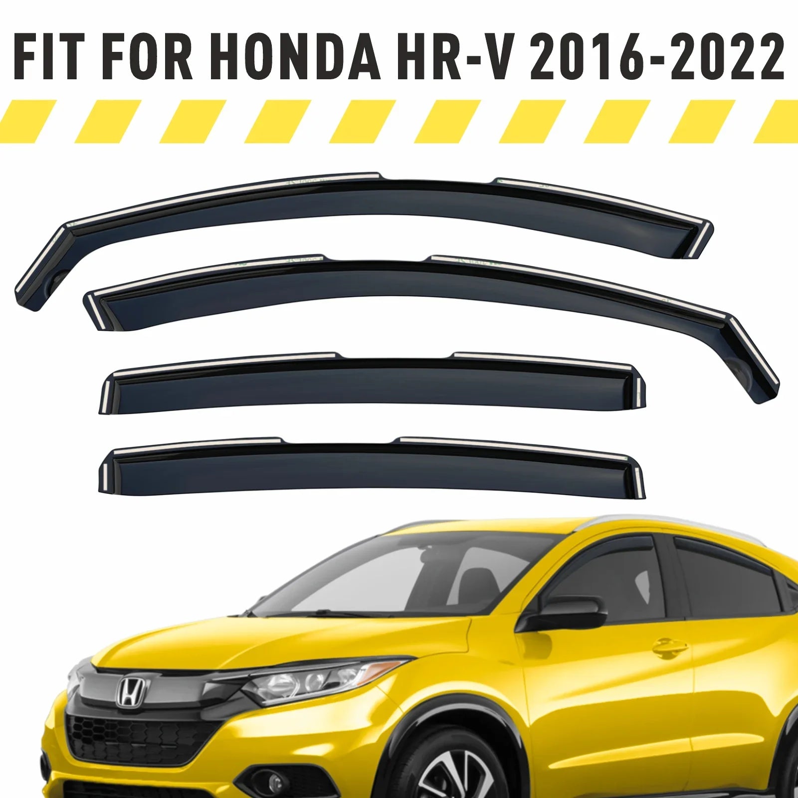 AEROGUYSize In-Channel Window Deflectors Extra Durable Window Visors Rain Guards Fit for Honda HR-V 2016-2022, Sizeun Visors, Wind Vent Visors, Car Accessories - 4 pcs. AG0157