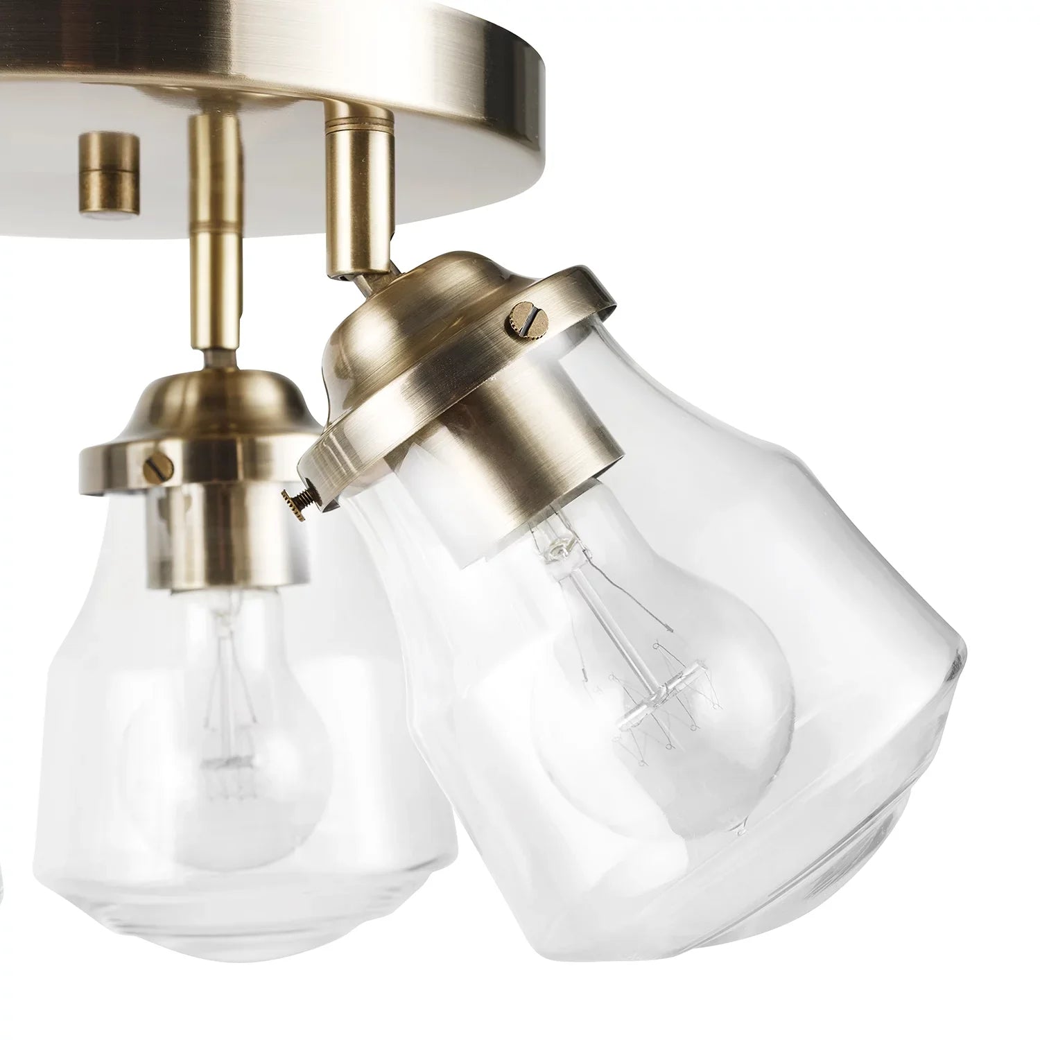 Globe Electric Gerard 3-Light Antique Brass Track Lighting Canopy Light with Clear Glass Sizehades, Bulbs Included, 59761