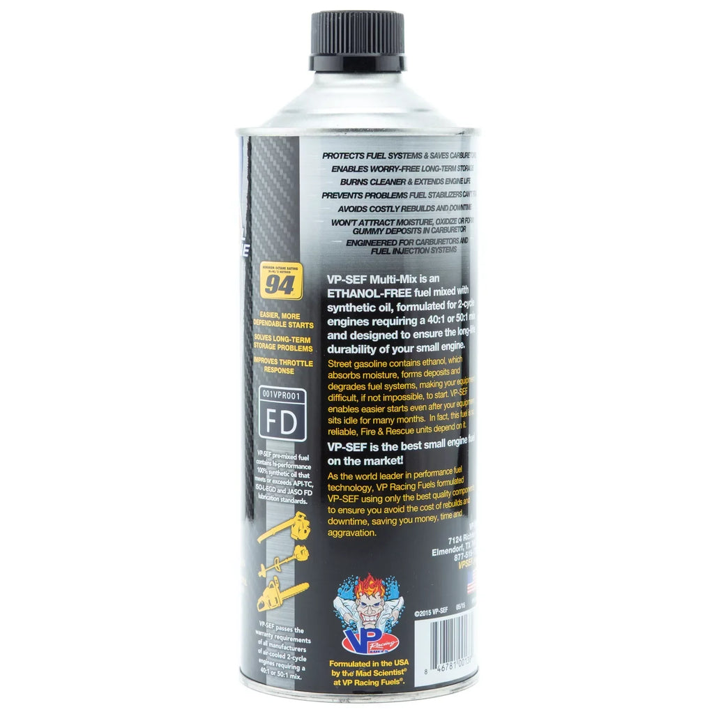 8Pc VP Racing Fuels VP Sizemall Engine Fuels 32 Oz. 40:1/50:1 Ethanol-Free Multi-Mix Gas & Oil Pre-Mix