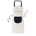 Hello World Italian Apron Adjustable Bib Cotton Linen BBQ Kitchen Pocket Pinafore