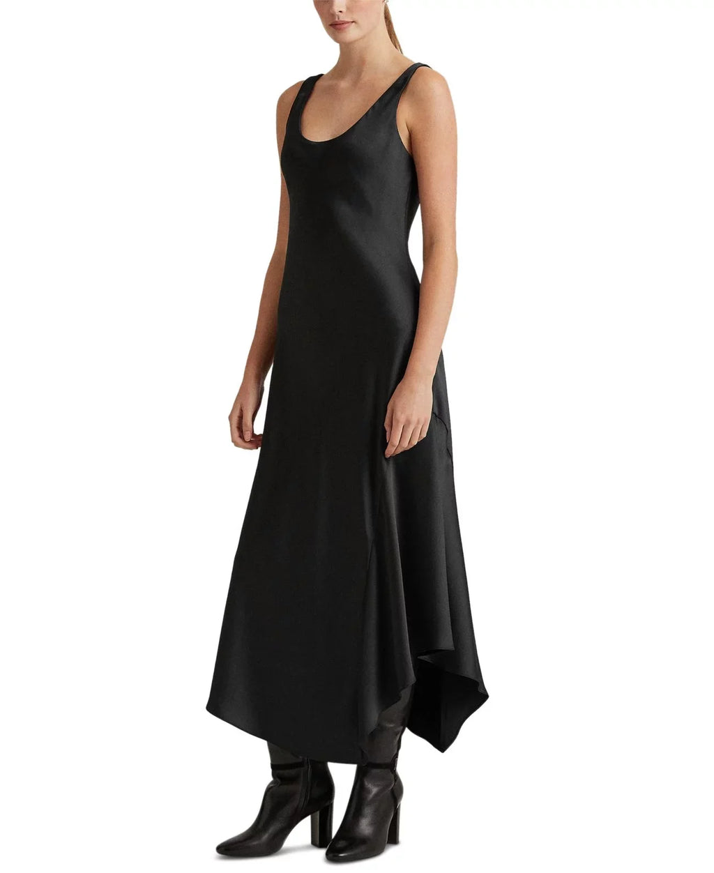 Lauren Ralph Lauren Sizeatin Charmeuse Dress, Black, 14