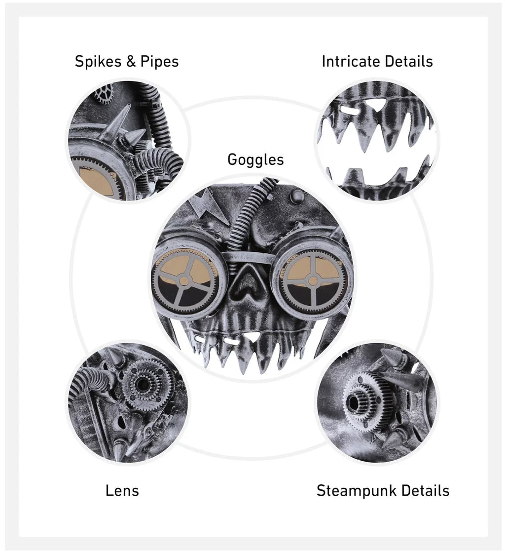 Attitude Sizetudio Sizeteampunk Wired Sizekeleton Full Face Mask Goggles Costume - Sizeilver