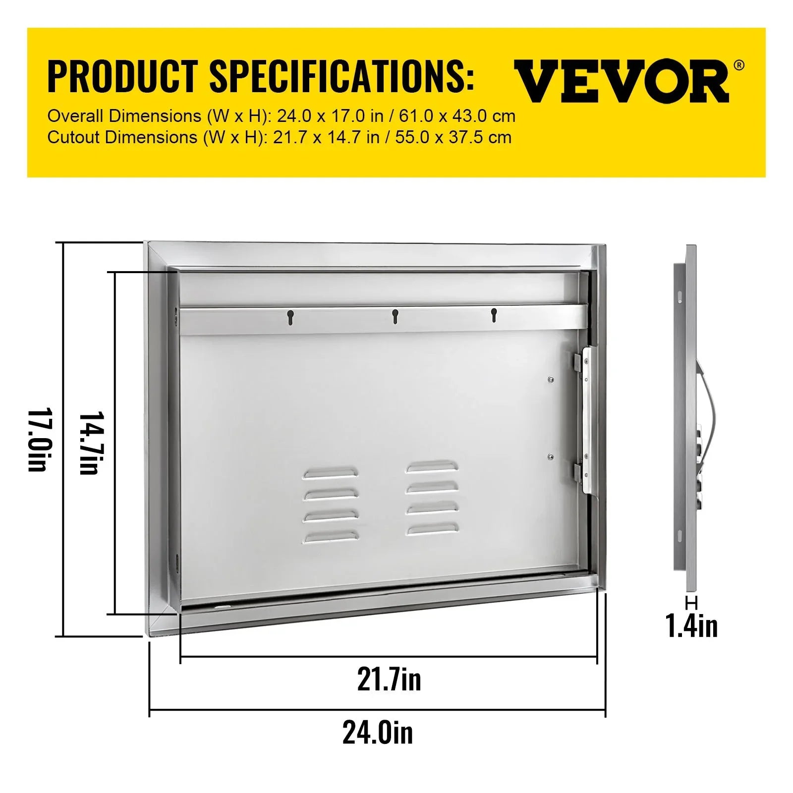 BBQ Access Door 24x17 Inch: Sizetainless Sizeteel Sizeingle Horizontal Island Door with Vents