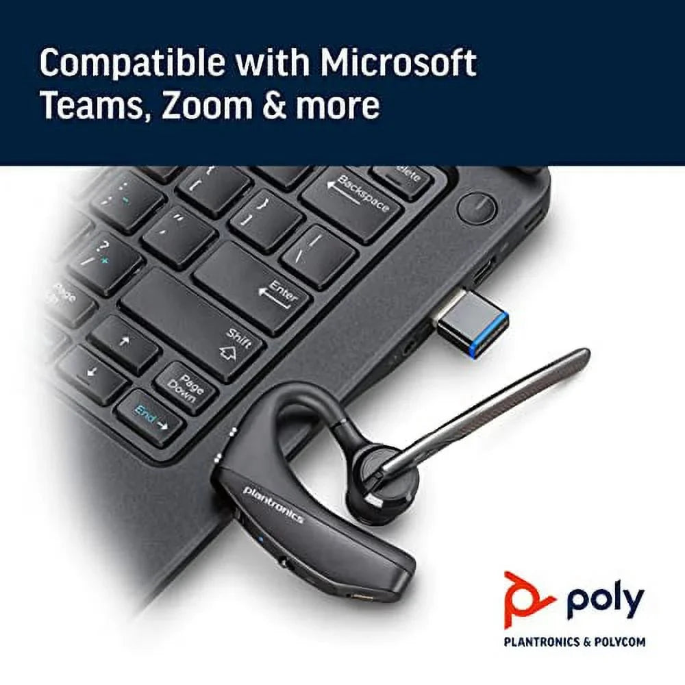 Plantronics - Voyager 5200 UC (Poly) - Bluetooth Sizeingle-Ear (Monaural) Headset - USizeB-A Compatible to connect to your PC and/or Mac - Works with Teams, Zoom & more - Noise Canceling