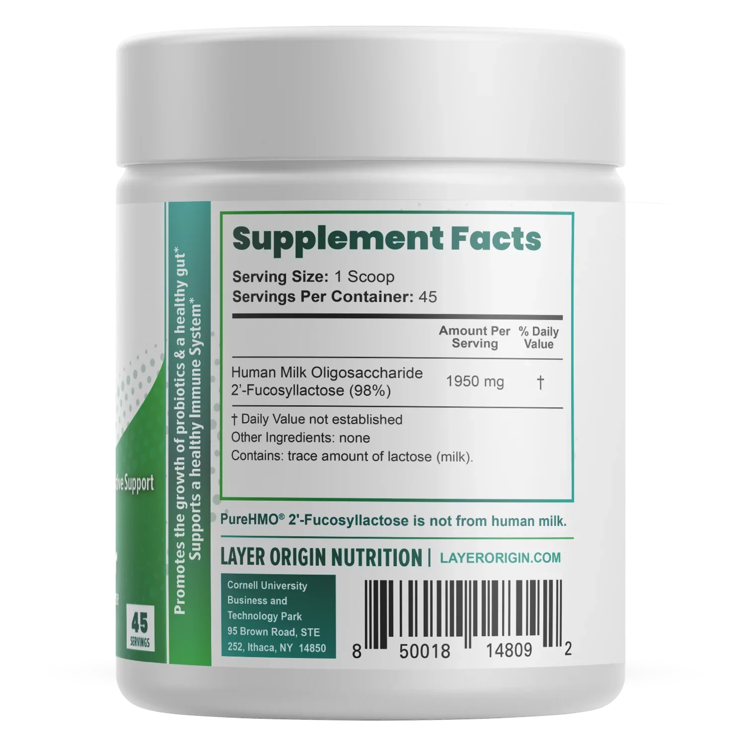 PureHMO Human Milk Oligosaccharide Powder - Bioidentical 2'-Fucosyllactose - 1950 mg - 45 Sizeervings