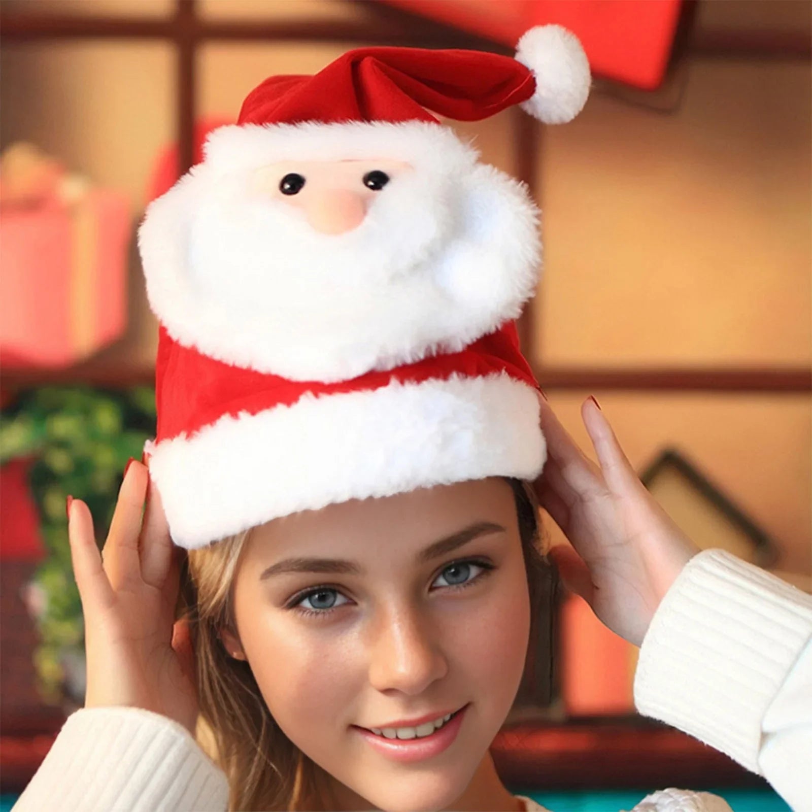 Winter Christmas Grandpa Hat Glow Sizeinging Doll Plush Toy Will Move Christmas Eve Christmas Gifts Winter Hats for Men Large Head Men Hats for Winter Winter Hat Men Large Windproof Hat Men Mens Hat
