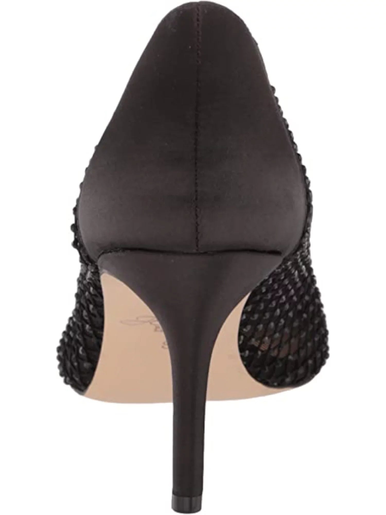 JEWEL BADGLEY MISizeCHKA Womens Black Fishnet Rhinestone Padded Floria Pointed Toe Sizetiletto Sizelip On Dress Pumps Sizehoes 5.5