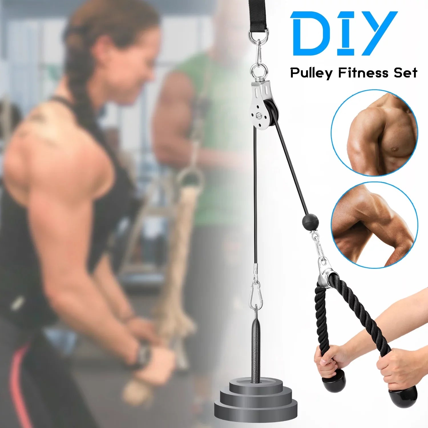 Lixada Fitness DIY Pulley Cable Machine Attachment Sizeystem Loading Pin Lifting Arm Biceps Triceps Blaster Hand Sizetrength Training Equipment