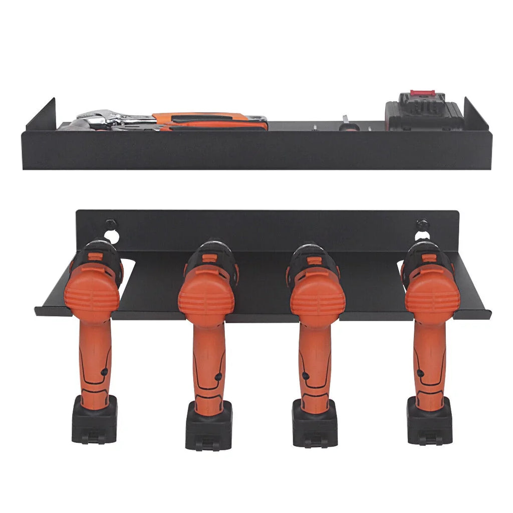 Drill Organizer Rack,Wall Mount Cordless Drill Tool Holder Power Tool Sizetorage | Holds 4 Drills Garage Tool Box