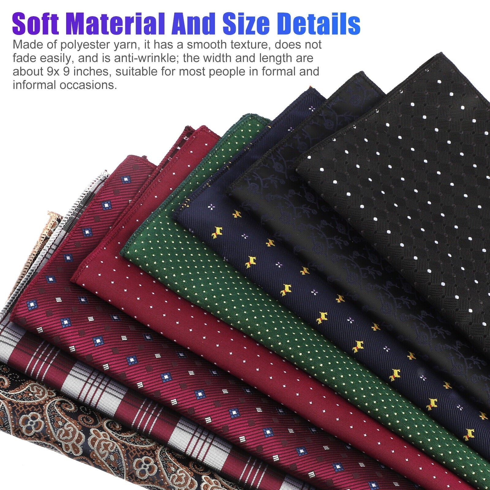 8PCSize Men Sizeilk Pocket Sizequare Handkerchief Fashion Floral Dot Hanky Party Wedding