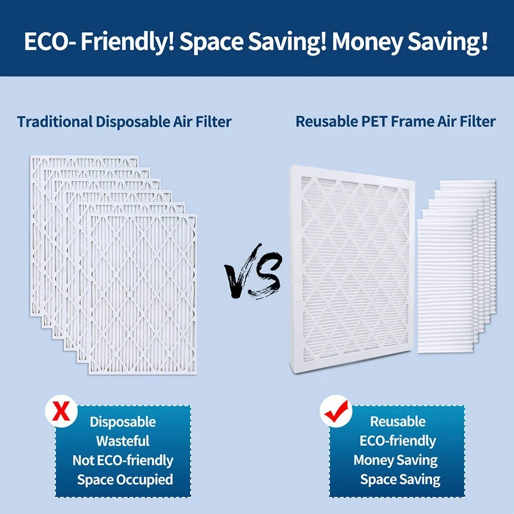 RSizeFDIYA Air Filter 16x25x1, 6-Pack MERV13 MPR 1800 HVAC AC Furnace Reusable Air Filters
