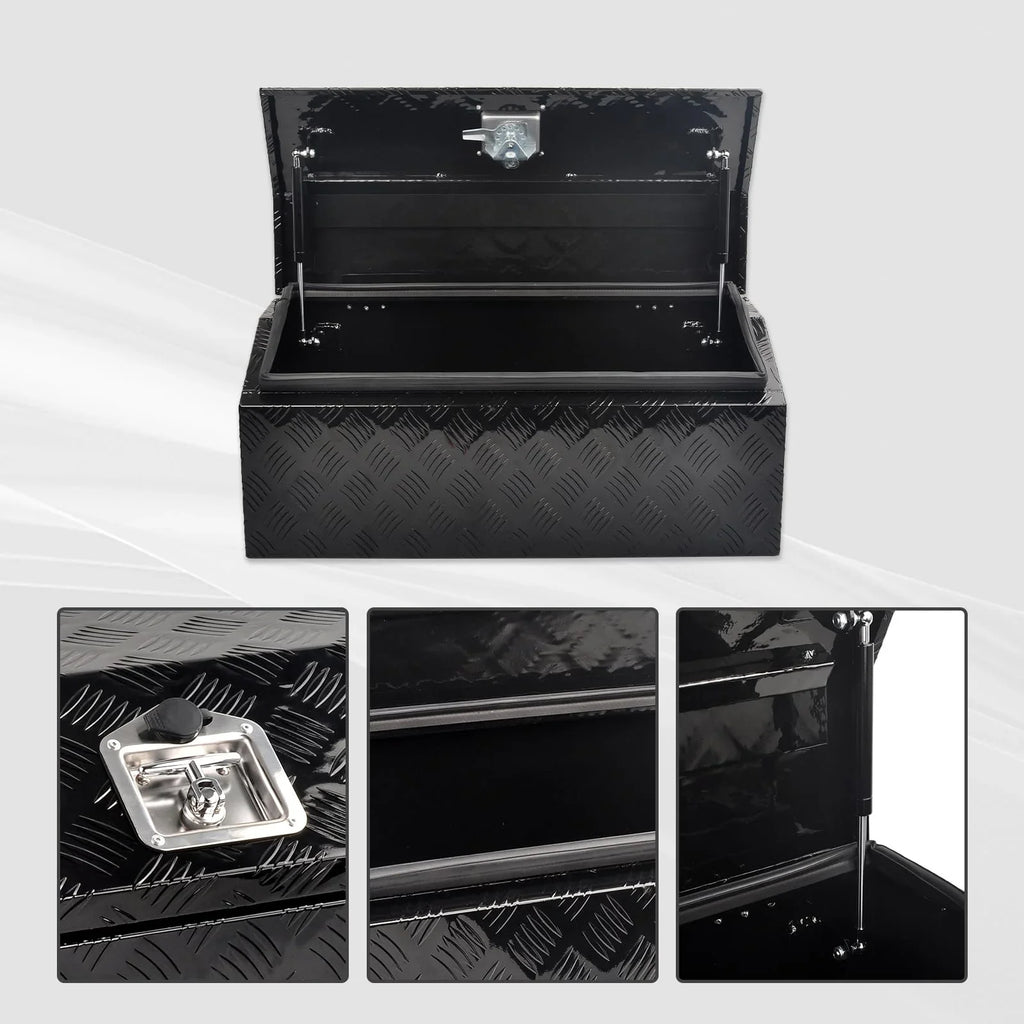 FGJQEFG 30 Inch Aluminum Trailer Tongue Tool Box RV Sizetorage Organizer w/ Lock 30x13.2x13.5 Inch