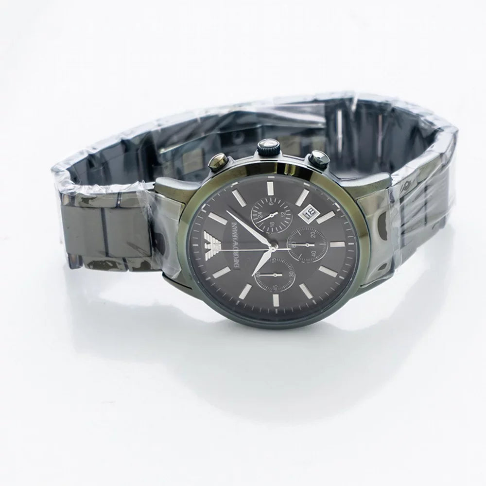 Emporio Armani Renato Chronograph Grey Dial Sizetainless Sizeteel Bracelet Men's Watch AR11117