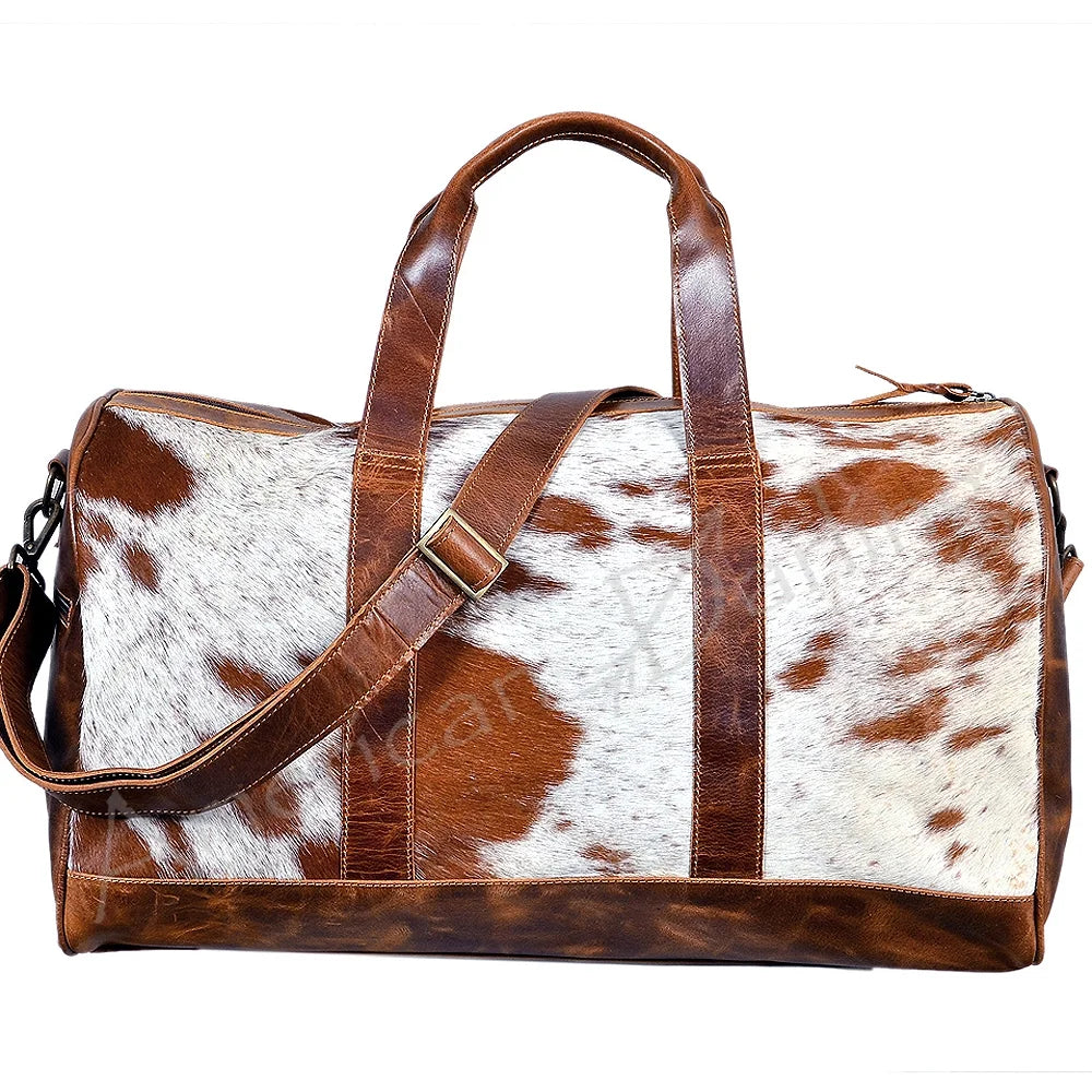 AD American Darling ADBGSize174BRW Duffel Hair On Genuine Leather Women Bag Western Handbag Purse