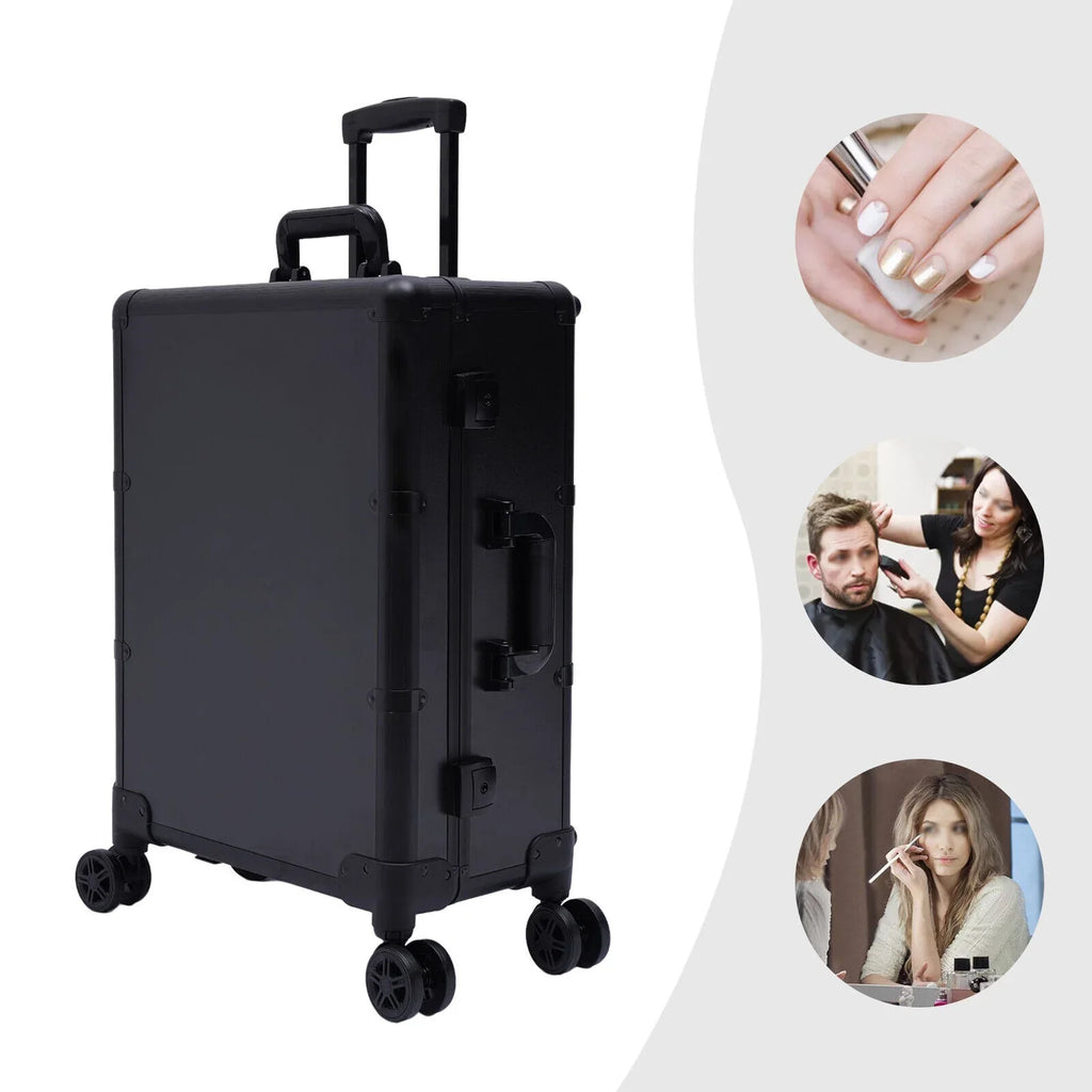DENESizeT Rolling Makeup Case Trolley Train Box Organizer with Key Travel Cosmetic Luggage