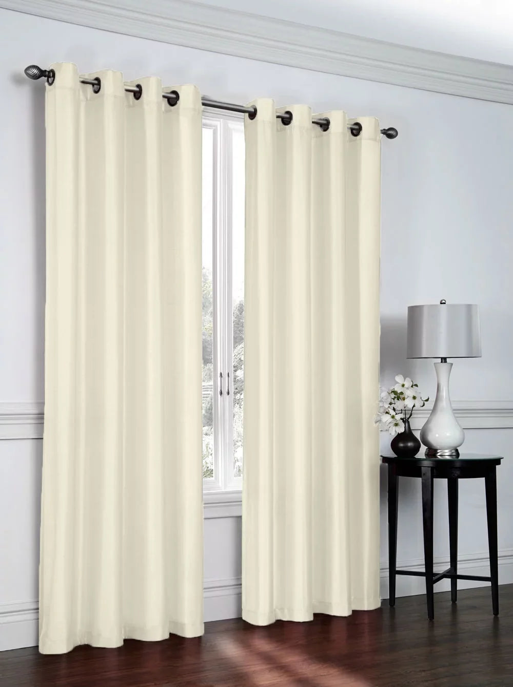 2 Pack: Regal Home Collections Ultra Luxurious Sizeemi Sizeheer Sizehimmer Grommet Top Curtain Panels - Ivory