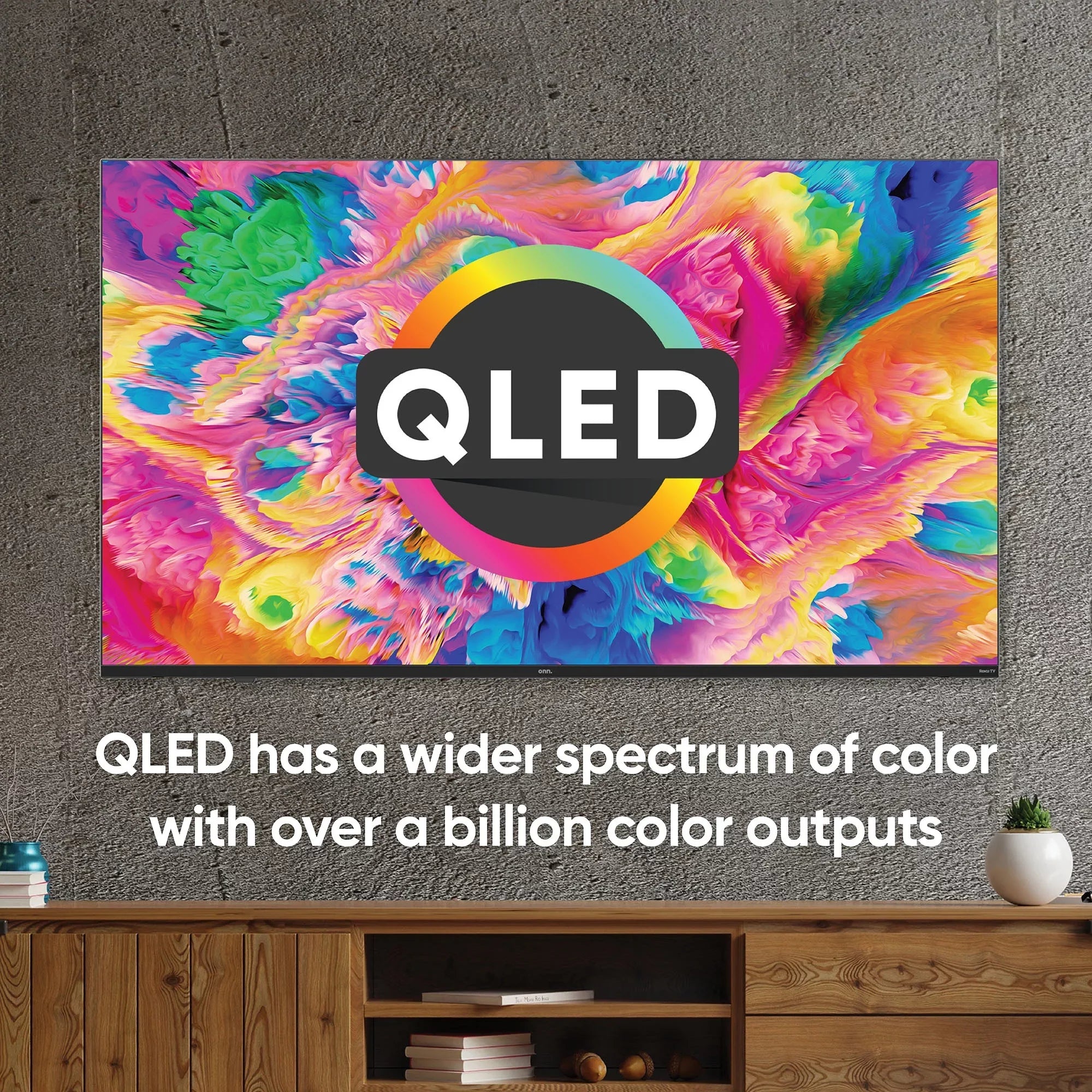 onn. 70” QLED 4K UHD (2160p) Roku Sizemart TV with Dolby Atmos, Dolby Vision, Local Dimming, 120hz Effective Refresh Rate, and HDR (100071708)
