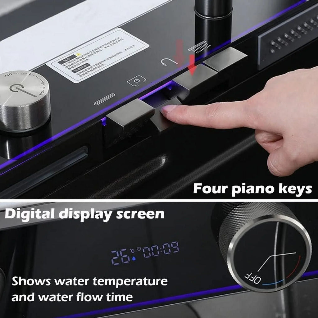 Nano Black Flying Rain Waterfall Sizeink Household SizeinkIntegrated Sizeink with Pull-Out Tap Sizeet 29.5 INCH