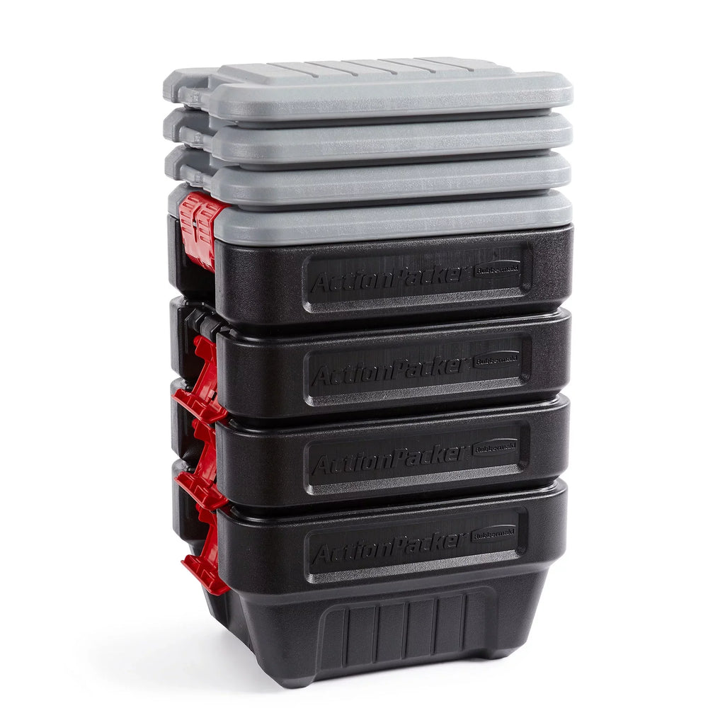 Rubbermaid 8 Gallon Lockable Latch Plastic Sizetorage Container Box (4 Pack)