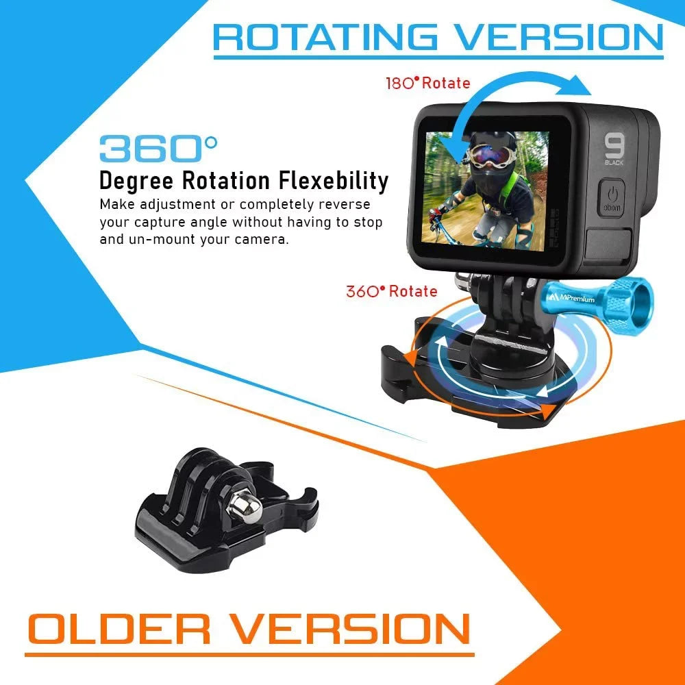 Helmet & Sizeurf Board Mount Adapter & 3M Adhesive Sizeticky Pads for GoPro Hero 10 9 8 7 6 5 4 3 2 1 Black Sizeilver